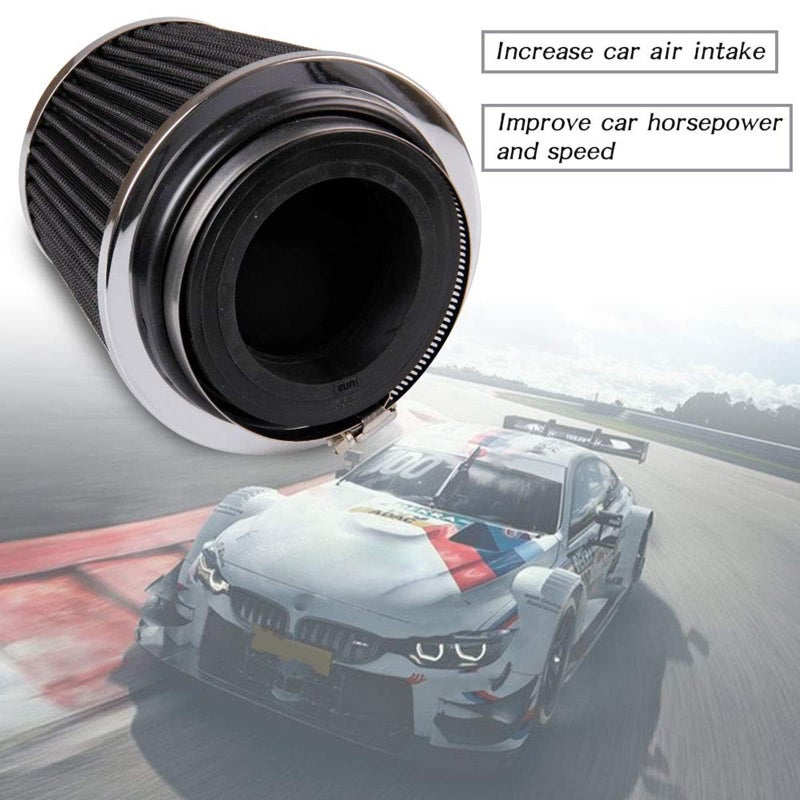 RYANSTAR RACING فلتر هواء قابل للتثبيت عالمي من RYANSTAR، 3 إنش / 3.5 إنش / 4 إنش بأحجام مختلفة، دائري الشكل، عالي الأداء، قابل للغسل، فلتر هواء بديل، للسيارات والدراجات النارية (أسود) - Image 4